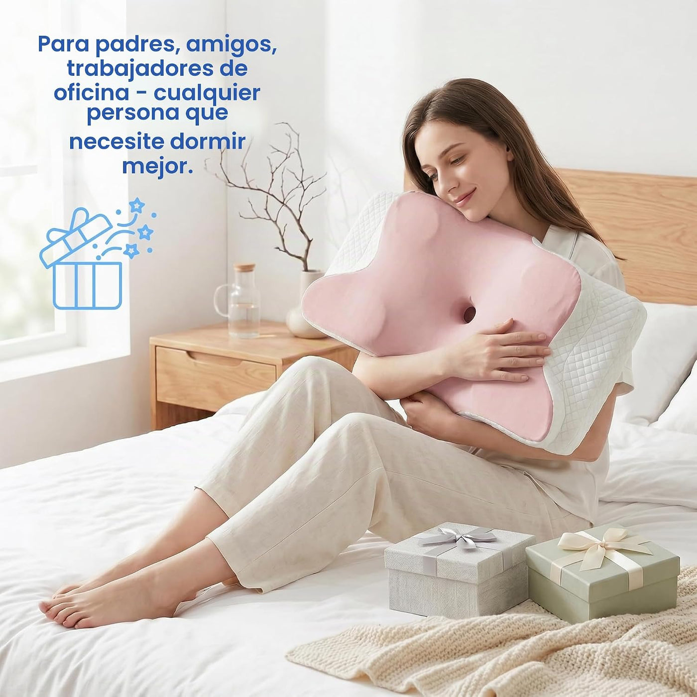 Almohada cervical para aliviar el dolor de cuello, almohada ortopéd...
