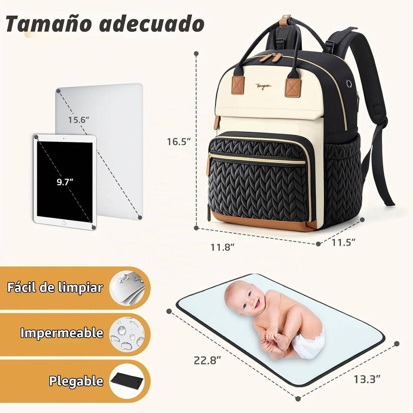 Tonyeee Mochila para pañales, bolsa de pañales extra grande para 2...