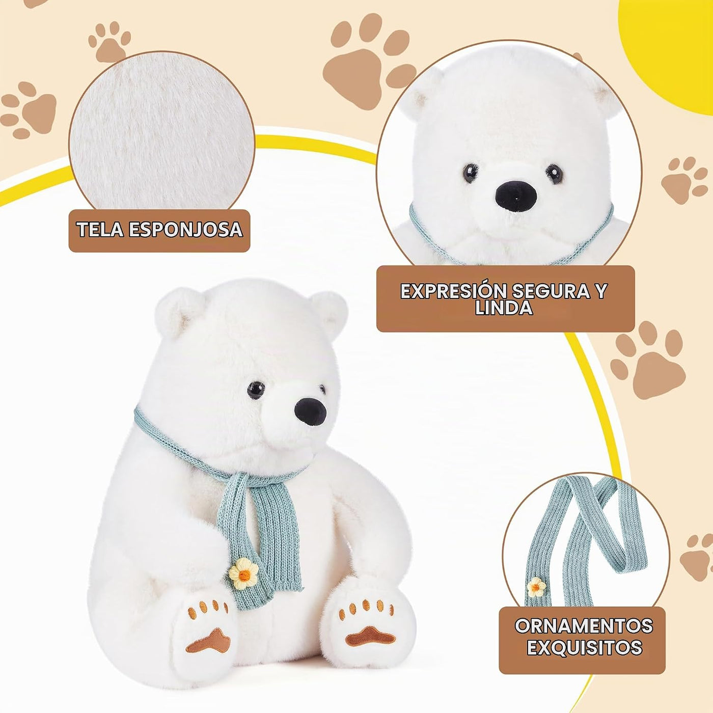 Riverwar Animal de Peluche de Oso Polar Grande, Juguete de Peluche...