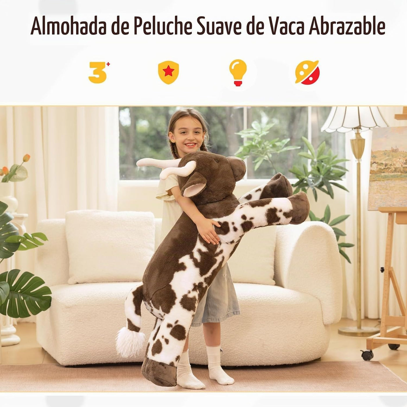 Tezituor 43.3 animal de peluche gigante de vaca de cuernos largos,...