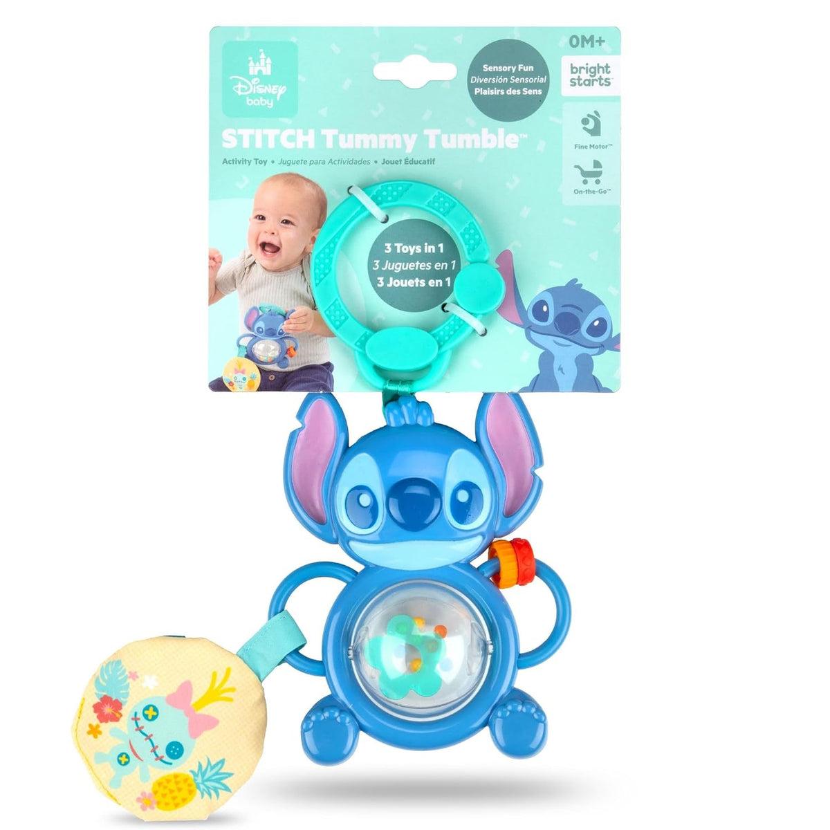Bright Starts Disney Baby Stitch Tummy Tumble - Juguete giratorio p...