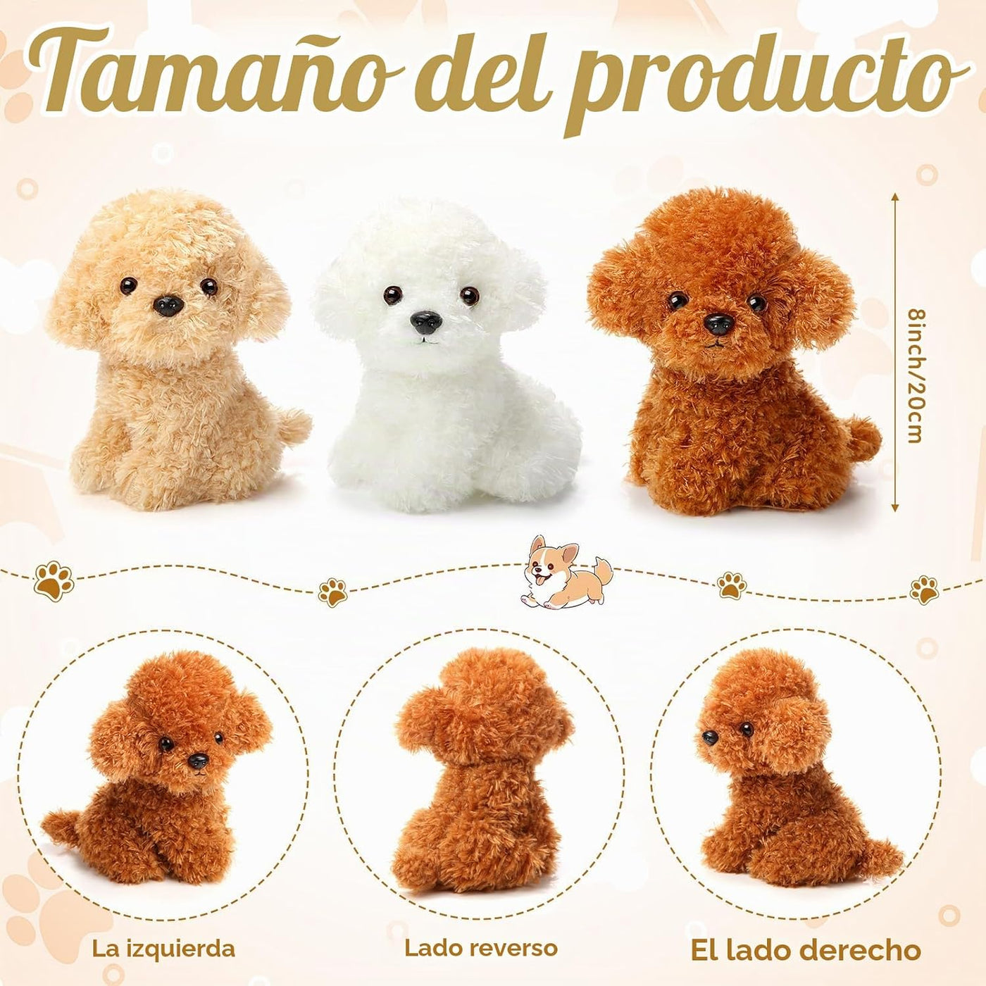 Harrycle - 6 animales de peluche para perros de 8 pulgadas a granel...