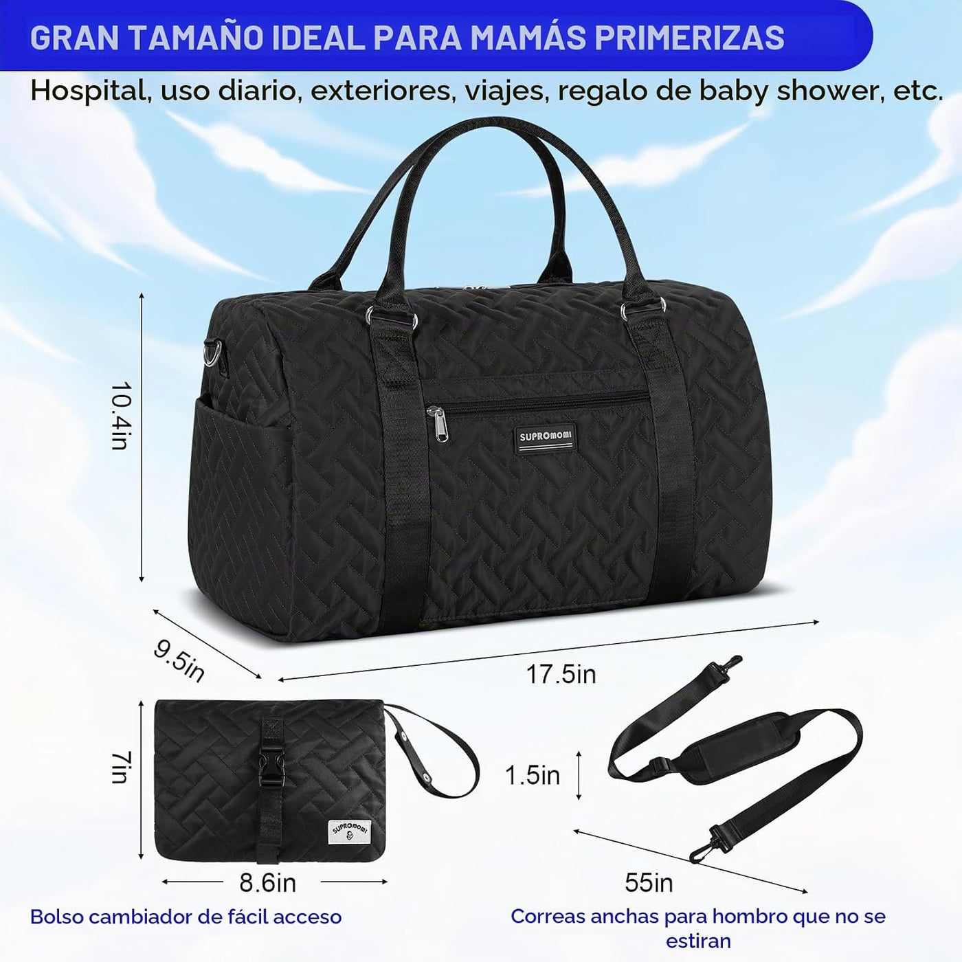 SUPROMOMI Bolsa de pañales: bolso de mamá, bolsa de bebé para niño...