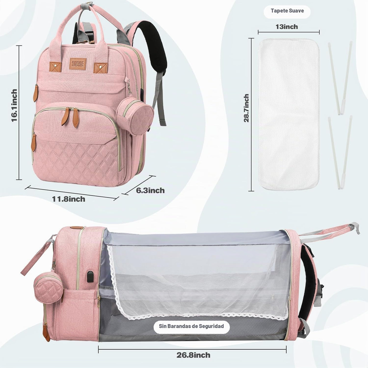 JSTPRO Mochila para pañales, bolsa de pañales grande con cambiador,...