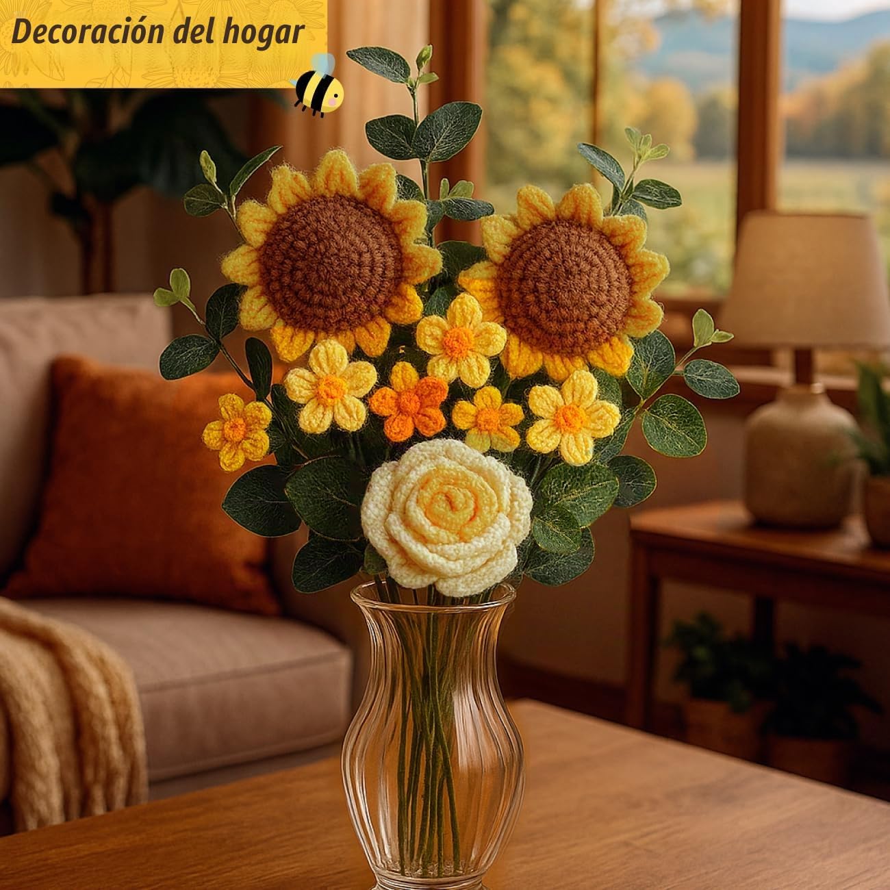 AMARILO - Ramo de flores de ganchillo con girasoles - Flores de hil...