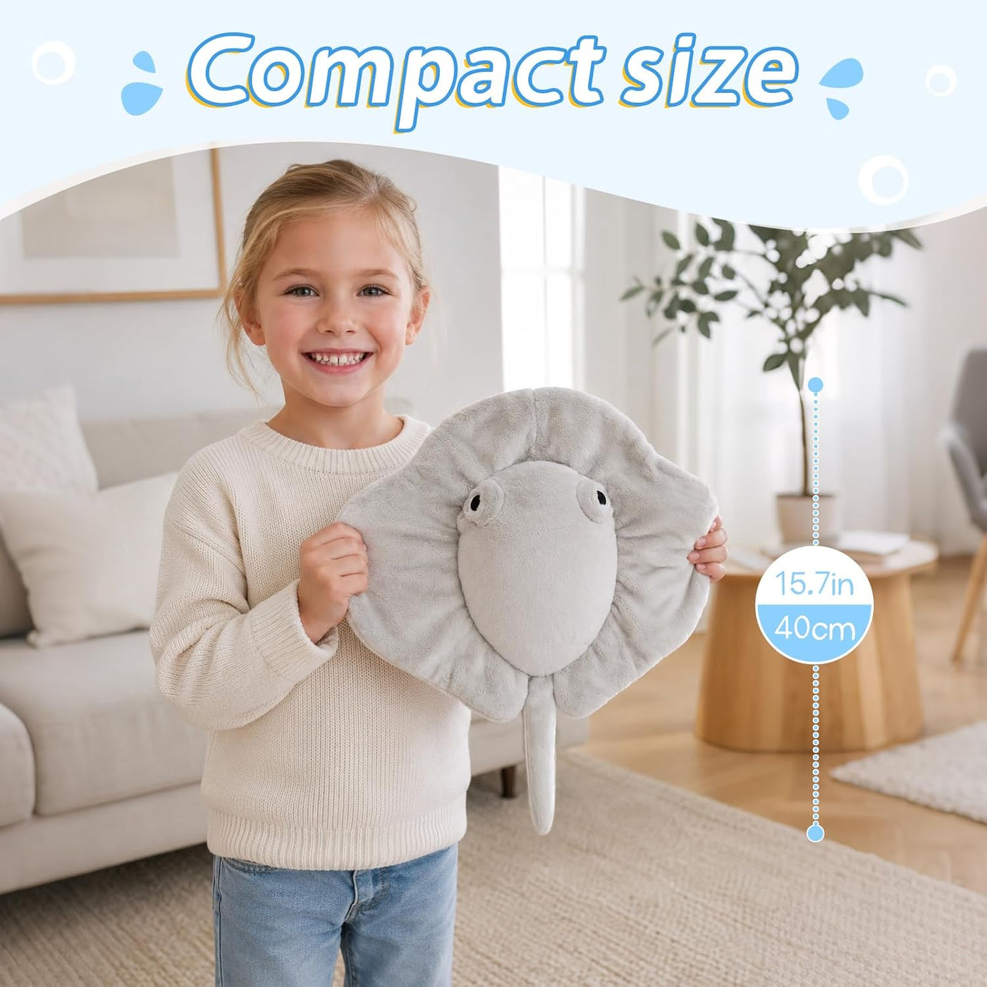 MaoGoLan Stringray - Peluche de animal marino para niños, 15 pulgad...