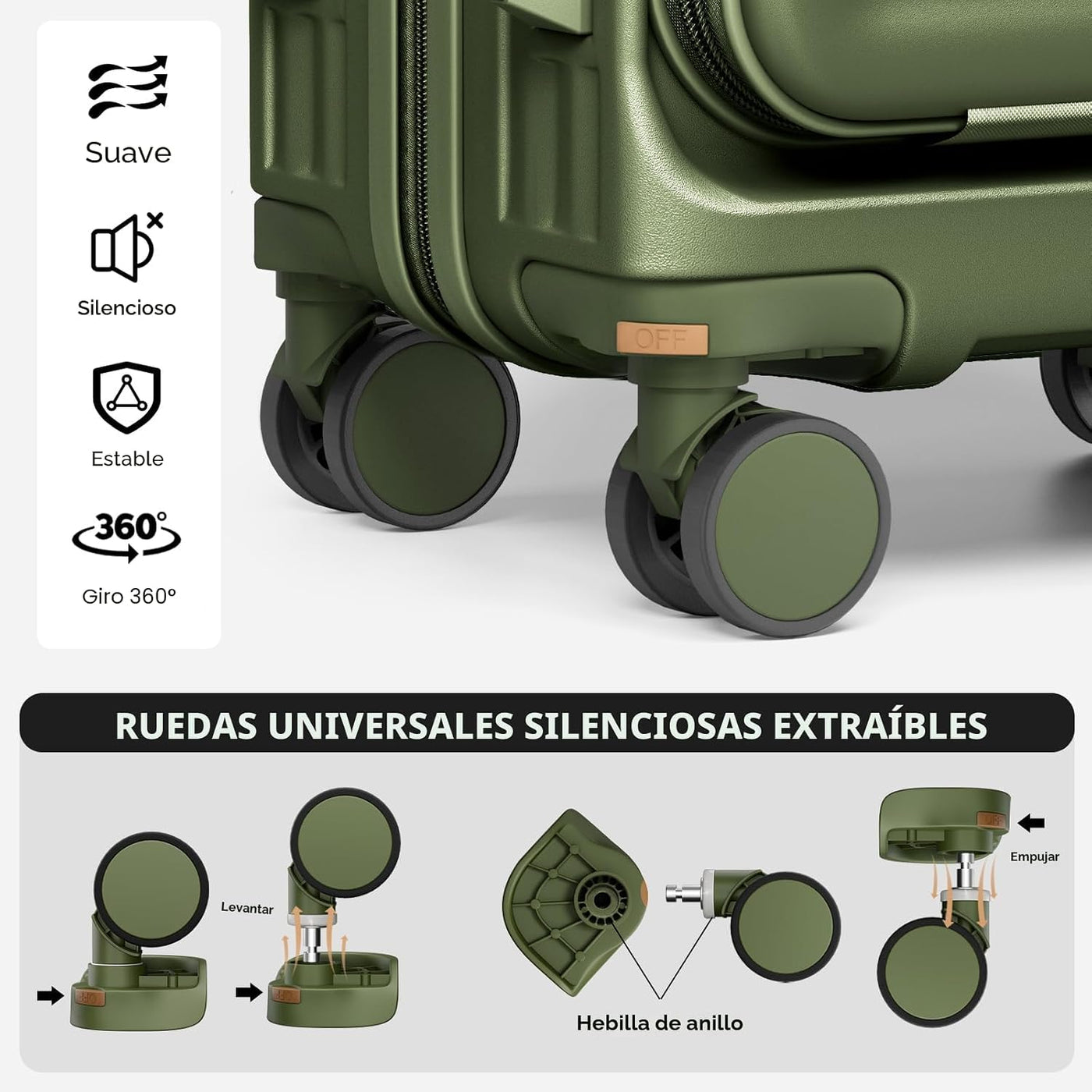 Joyway Juego de equipaje de 5 piezas con bolsillo frontal, juego de...