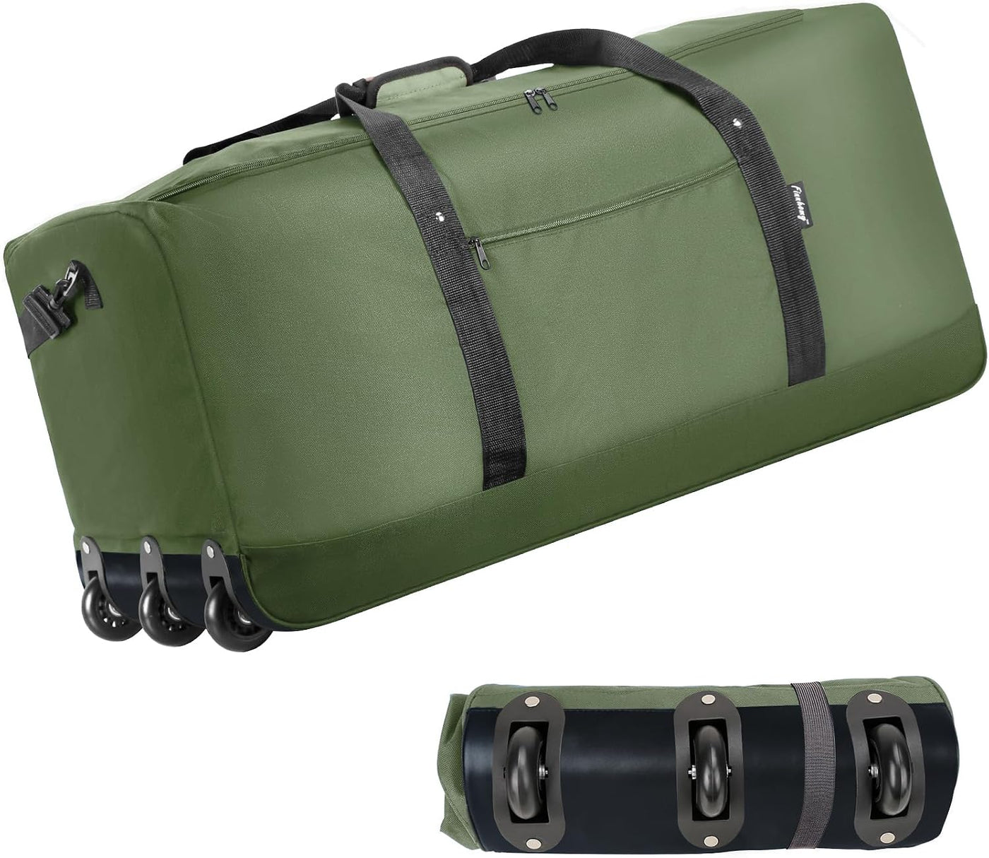 Finnhomy Bolsa de Lona Rodante Plegable de 120L con 3 Ruedas, Bolsa...