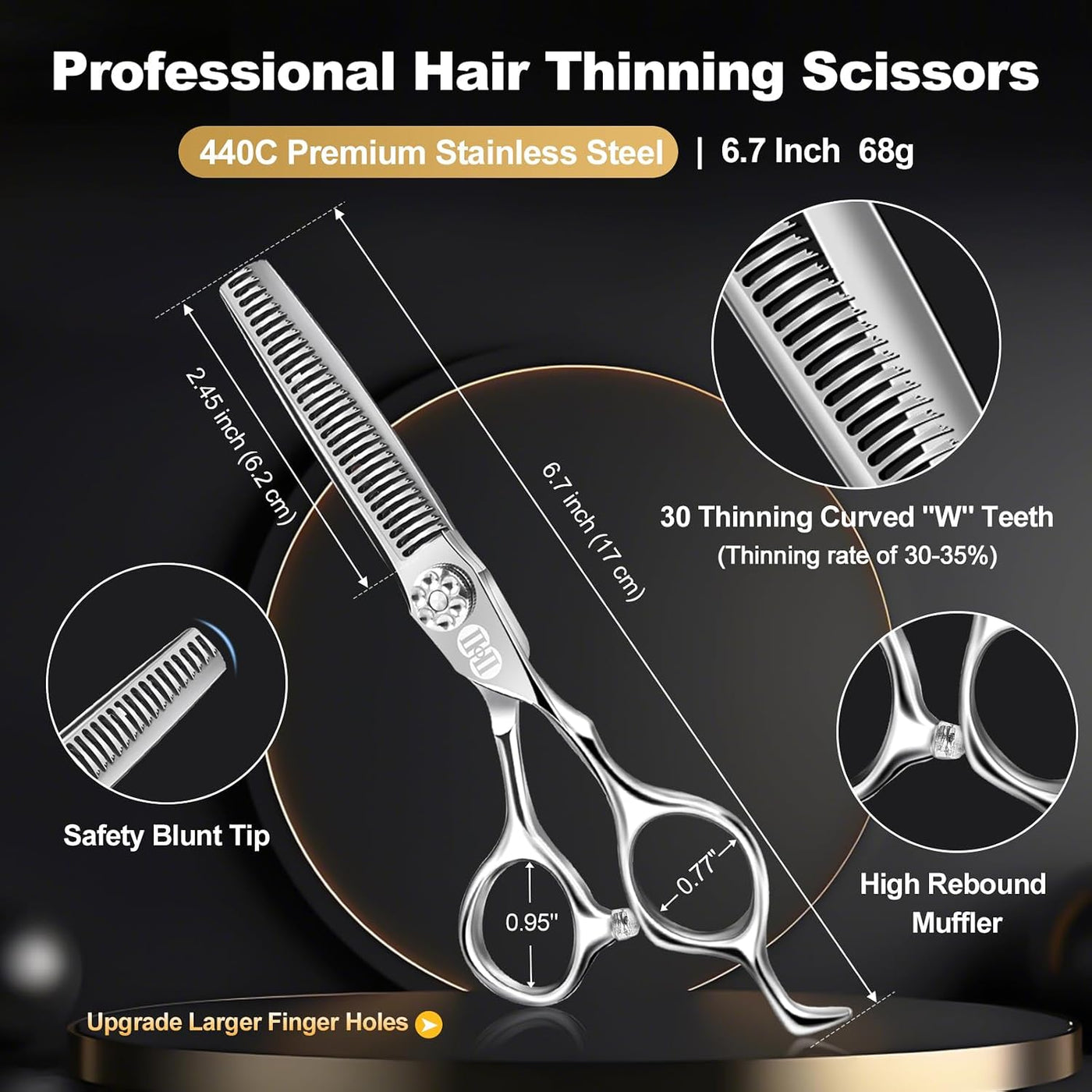 CIICII Kit profesional de tijeras de corte de cabello, 440C 6.7 \u2...