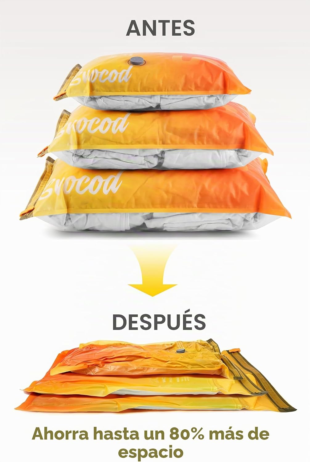SNOCOD Bolsas de vacío de viaje con bomba, paquete de 15 bolsas de...