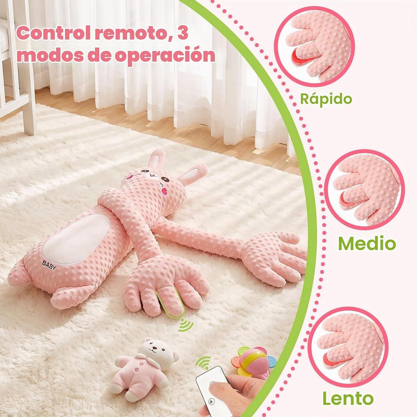LiKiLiKi Pink Rabbit - Juguete de peluche interactivo con control r...