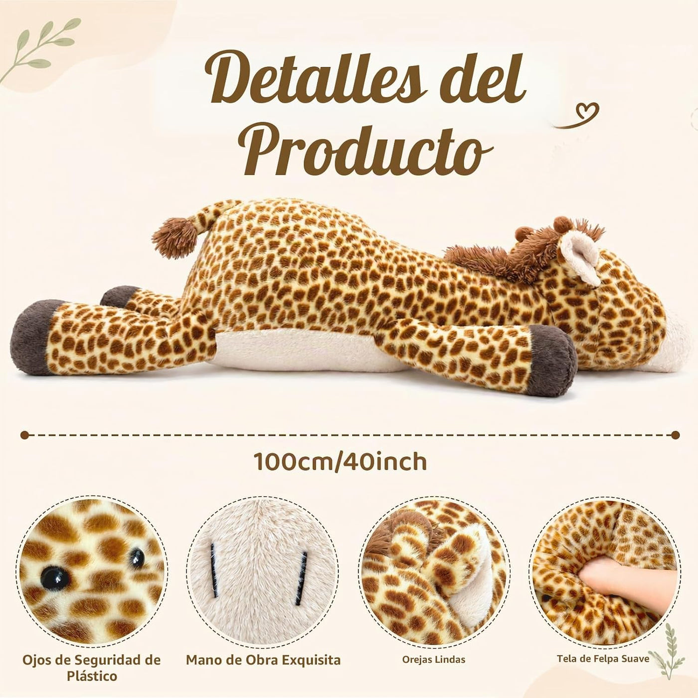 MMguai Animal de peluche de jirafa gigante de 40 pulgadas, bonita a...