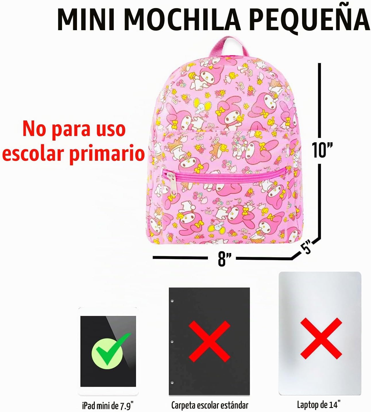 My Melody Mini Backpack Set - Paquete de bolsa de piel sintética de...