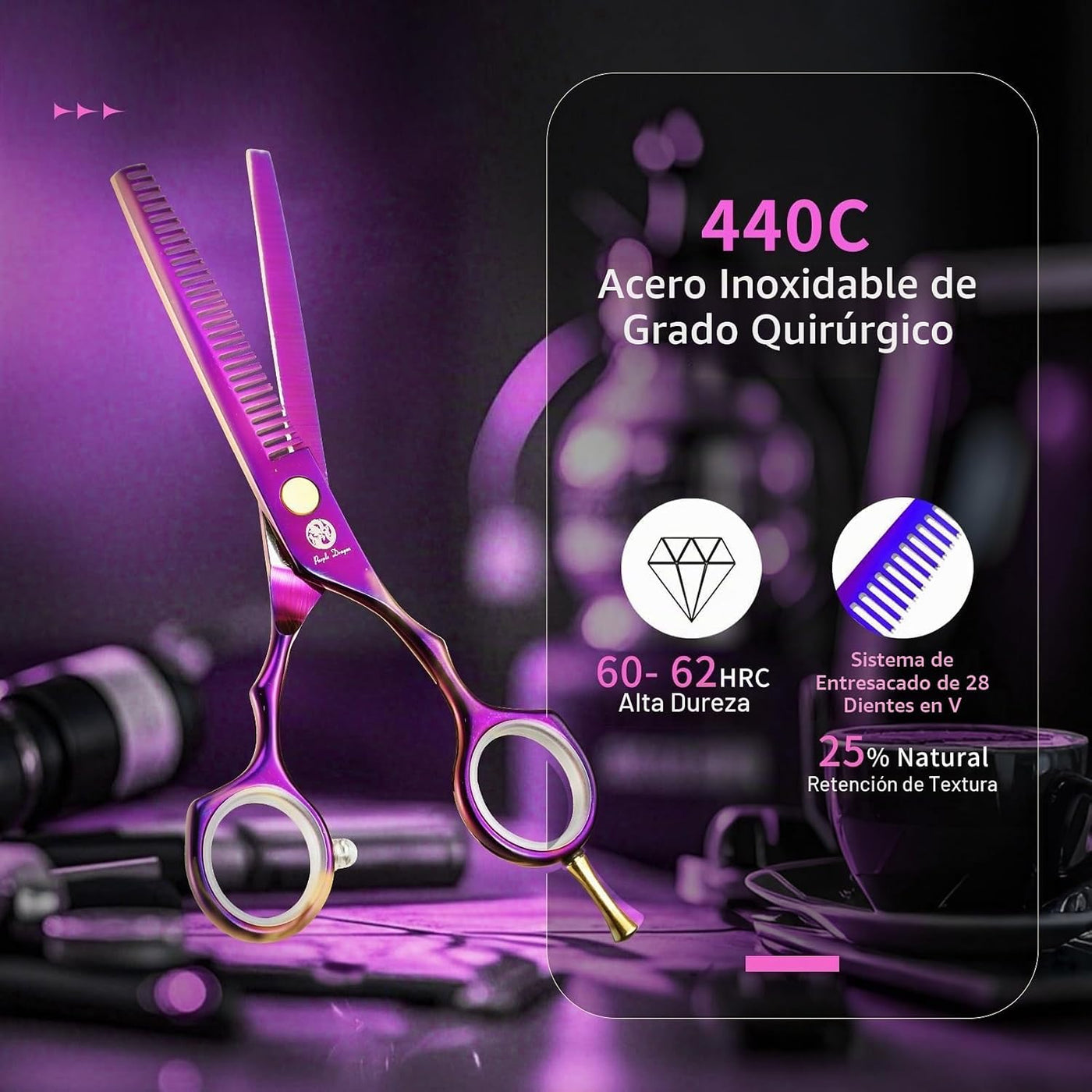 Purple Dragon Juego de tijeras de corte de cabello de 5.5 pulgadas...