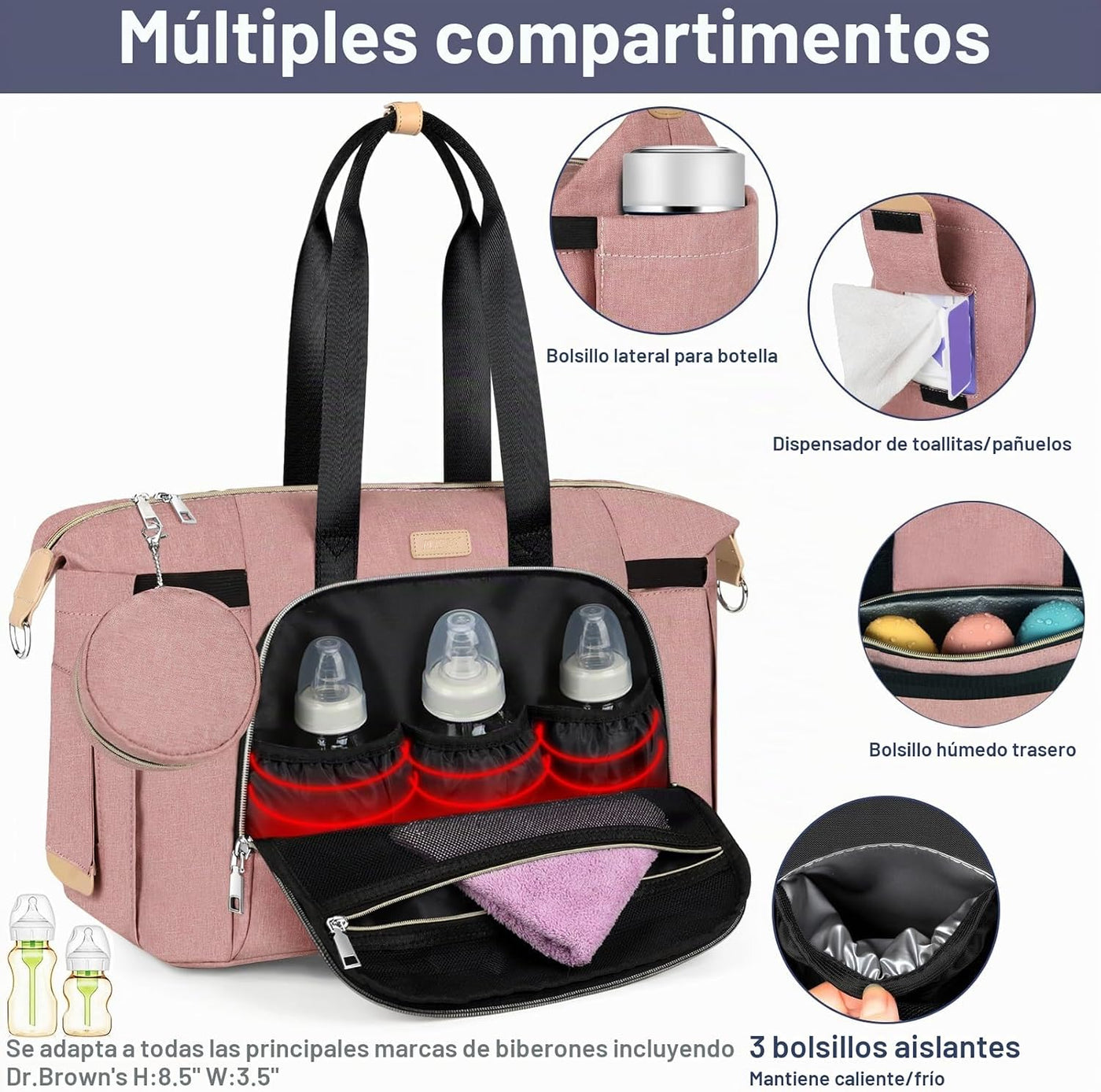 ITIEZY Bolsa de pañales tipo tote para bebé - Bolsa grande para mam...