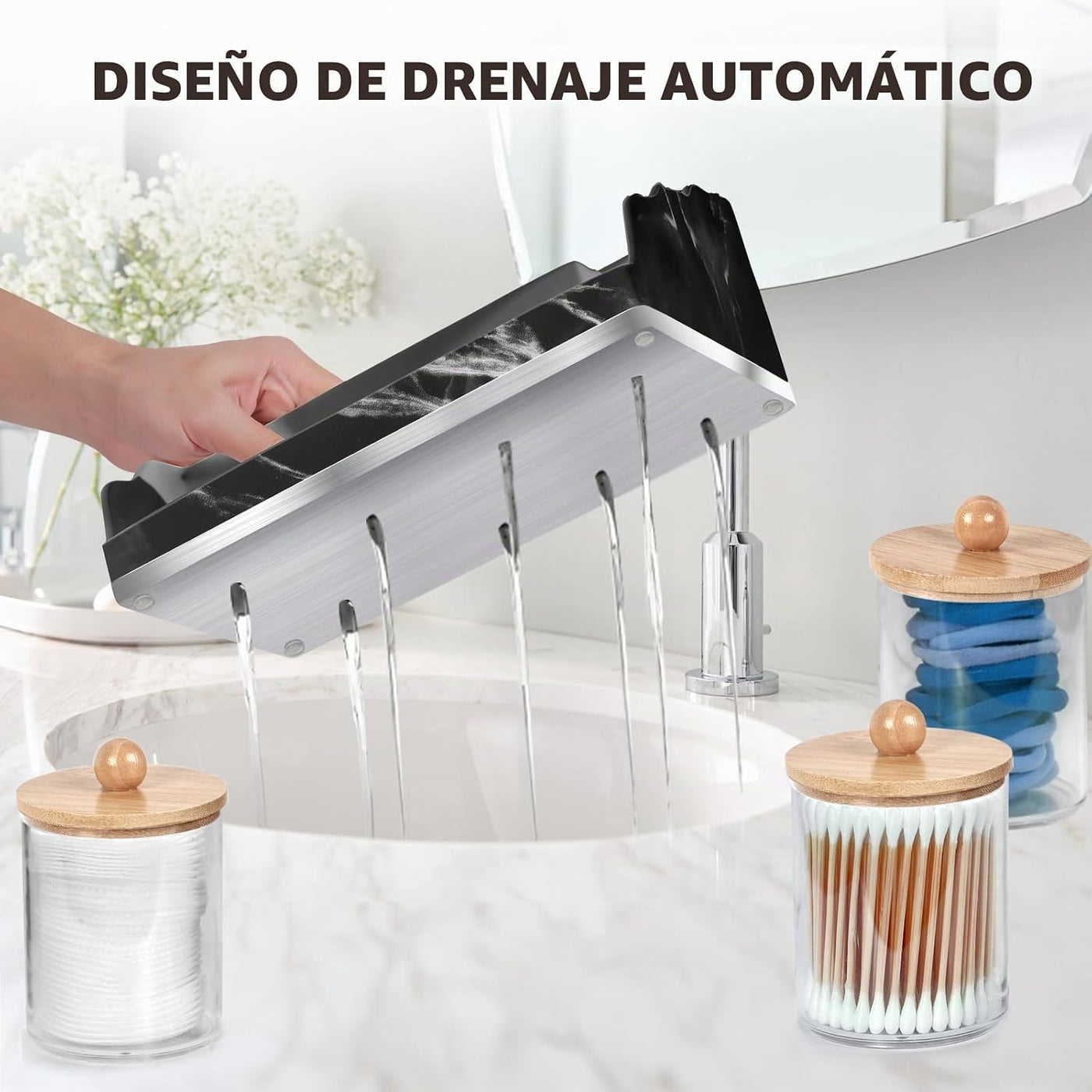 TuCao Organizador de Encimera de Baño de Mármol, Portacepillos de D...