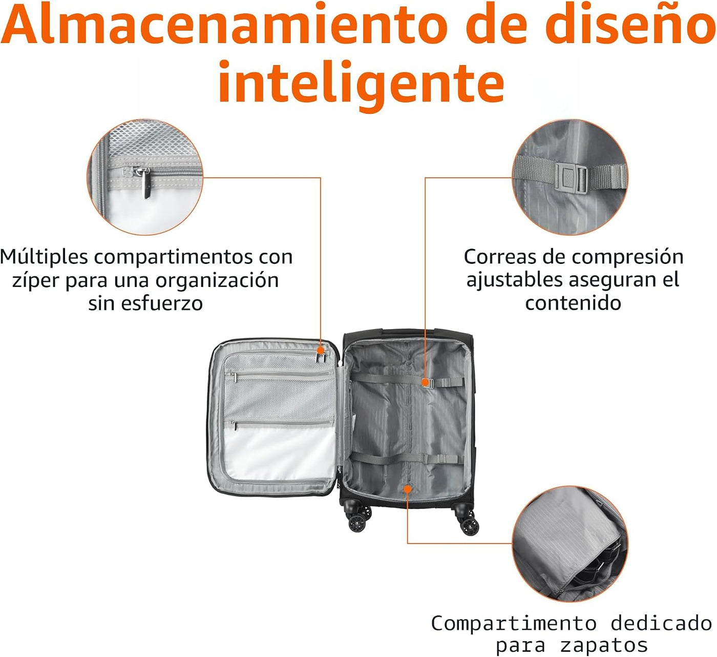 Amazon Basics Equipaje Blando, Negro, 20 pulg.