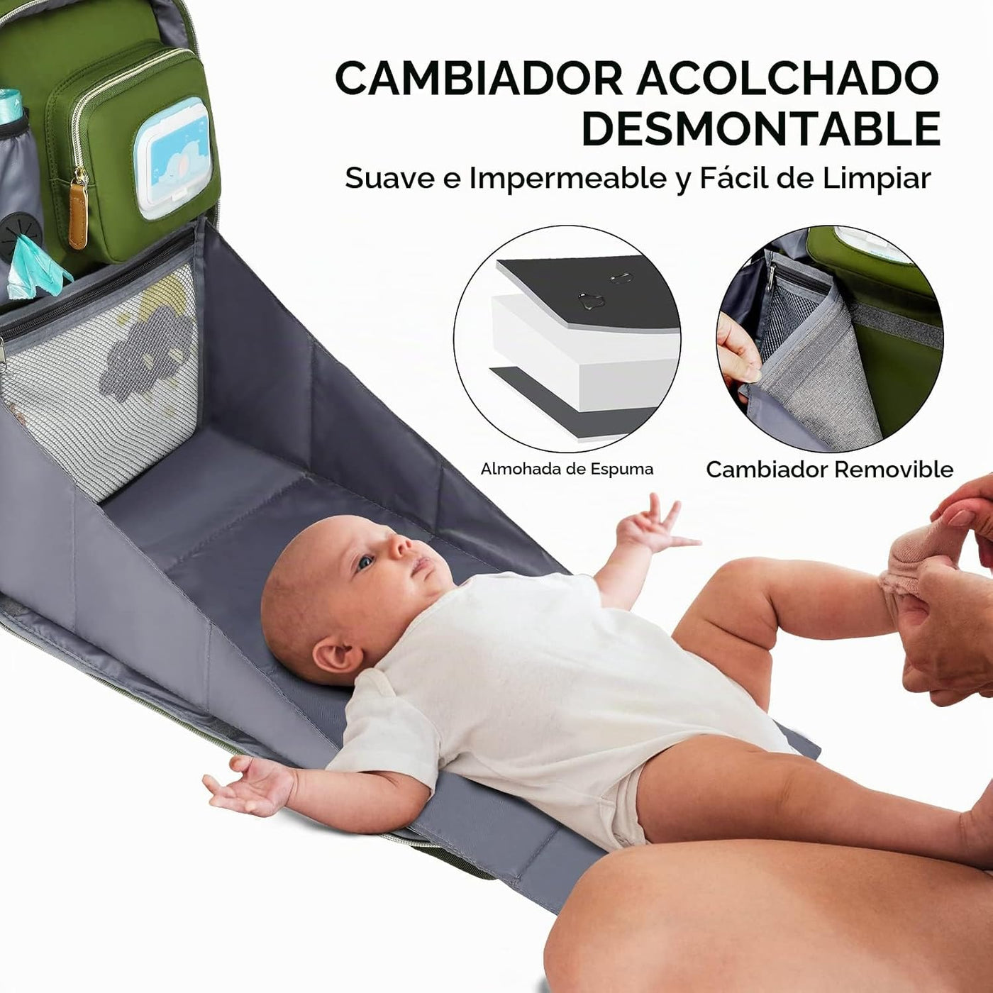 WITSTEP Mochila para pañales con cambiador, organizador de bolsas d...