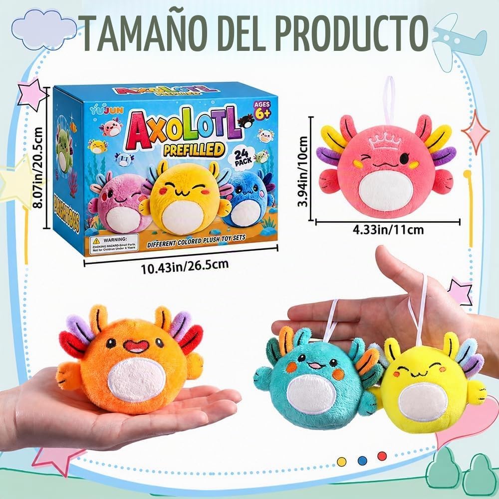 YUJUN 24 piezas de juguete de peluche para niños, juguete de ajolot...