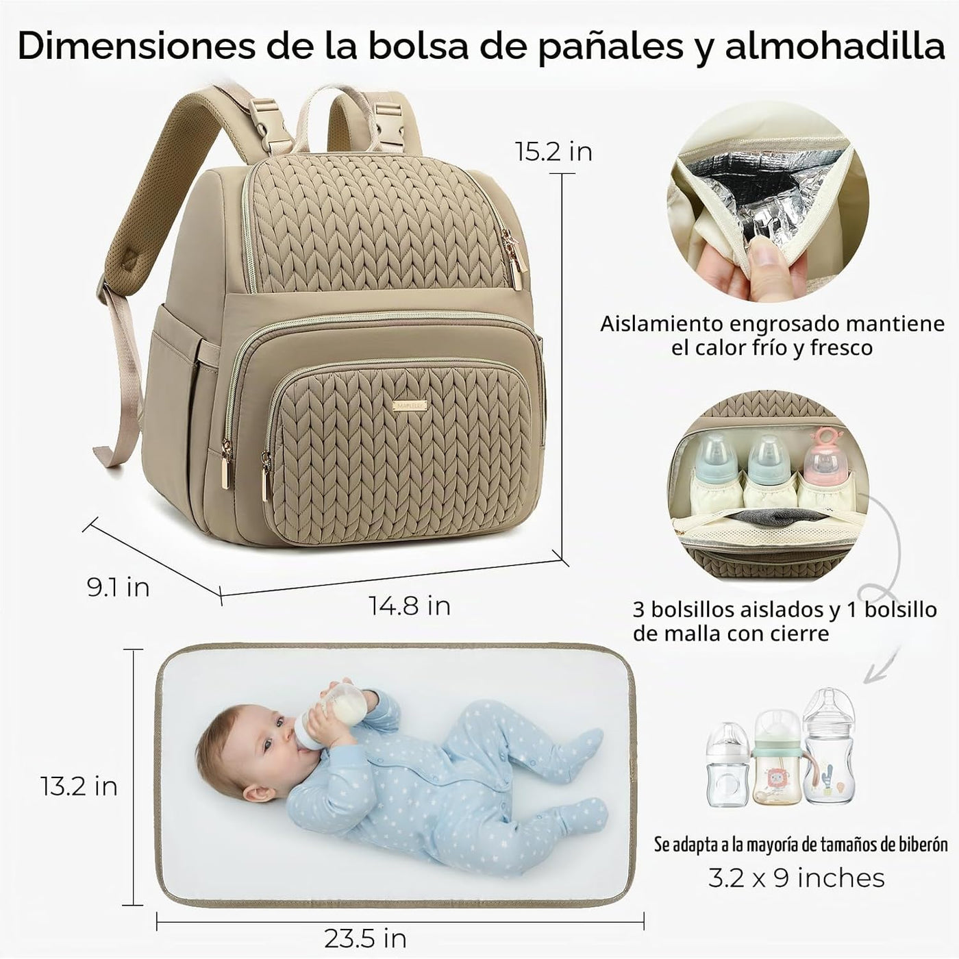 MAPLELILY Mochila para pañales, ligera y elegante, para niños, niña...