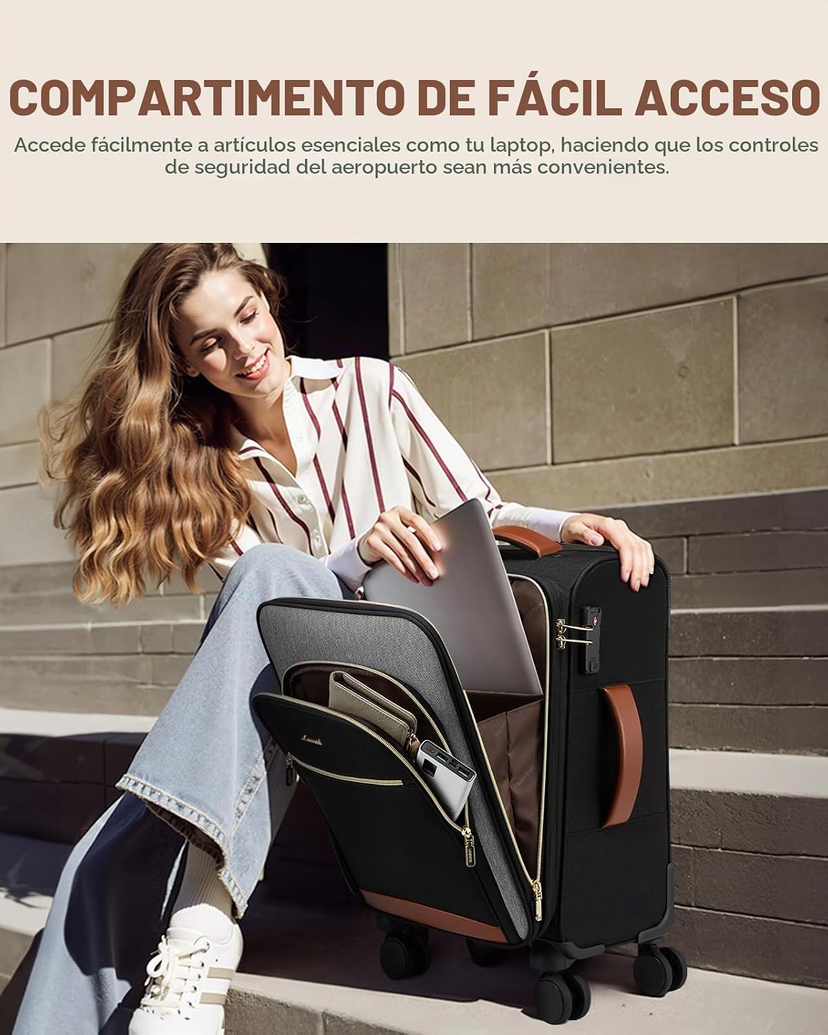 LOVEVOOK Equipaje de mano de 22 x 14 x 9 aprobado por aerolínea, ma...