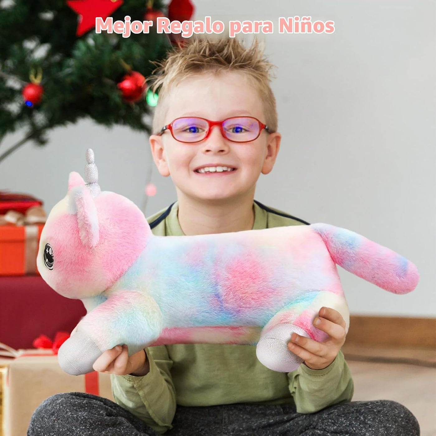 SQEQE Gato Unicornio de Peluche Mamá Gato Unicornio con 4 Lindos Ga...