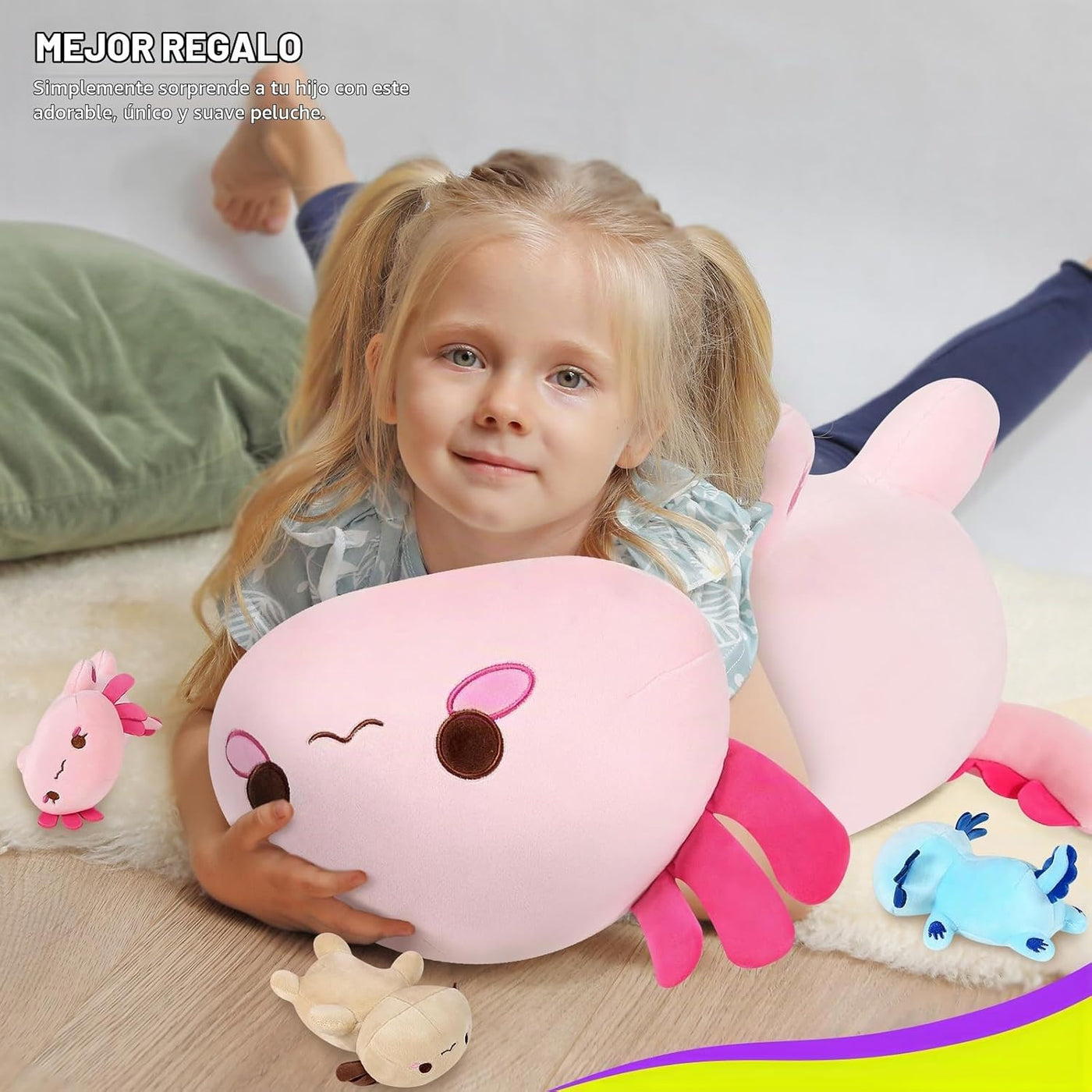 Onsoyours Animal de Peluche de Axolotl Mamá de 50 cm con 3 Peluches...