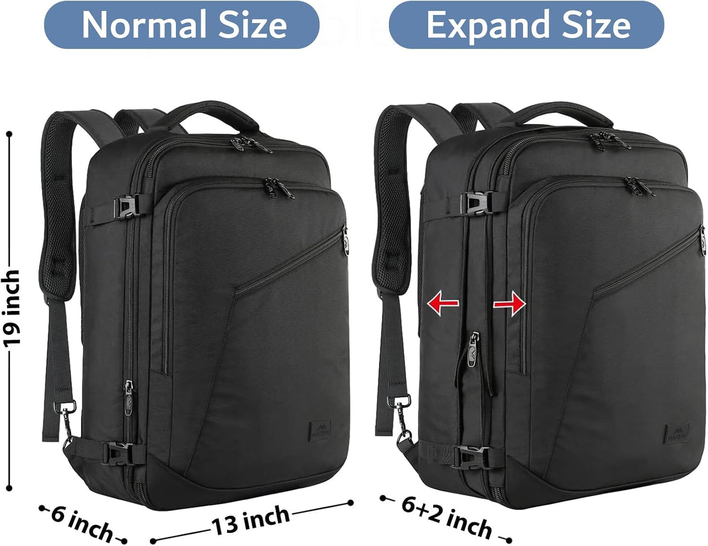 MATEIN Mochila de Mano, Mochila de Viaje Extra Grande Expandible Ap...