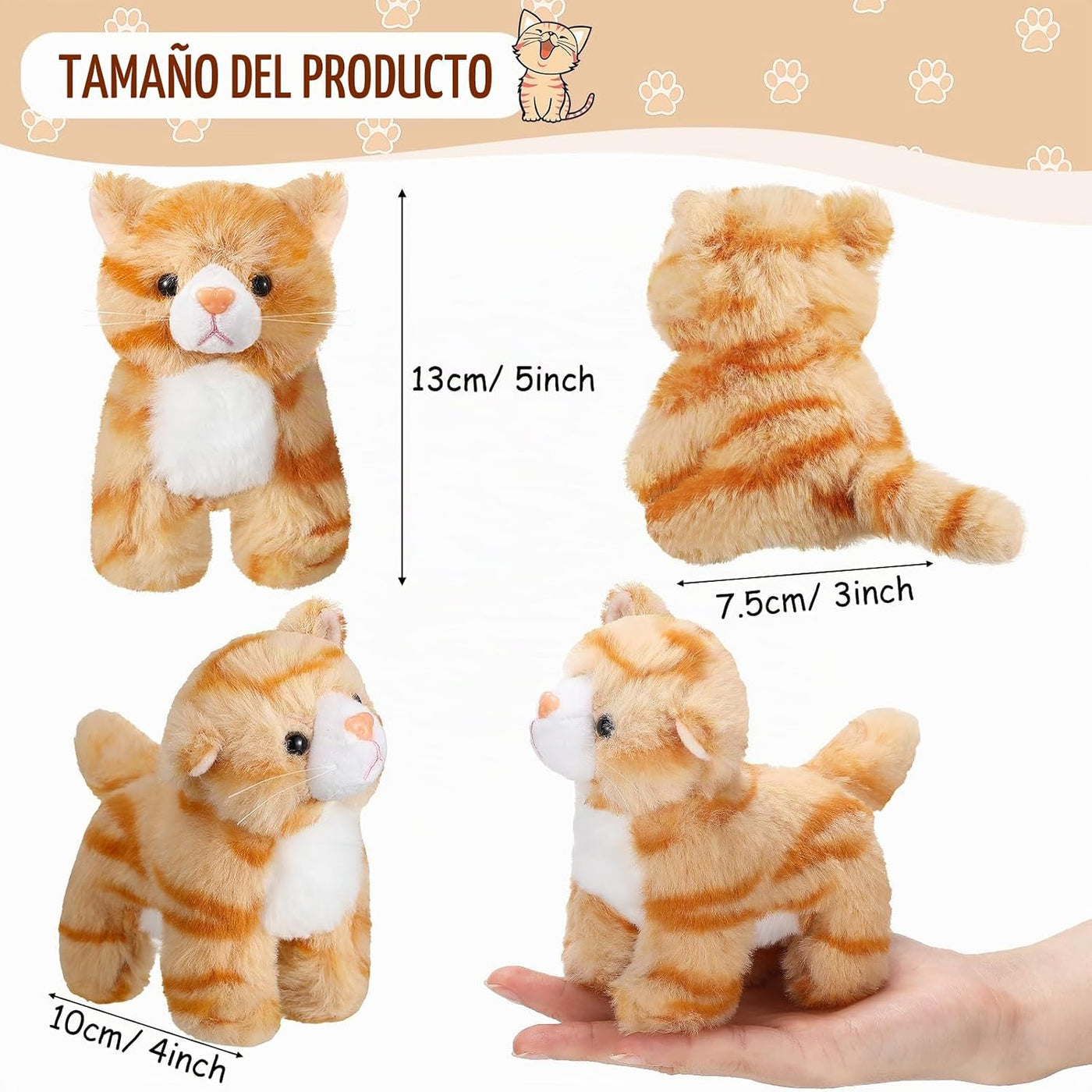 Sumind 8 piezas de animales de peluche de gato a granel de 5 pulgad...
