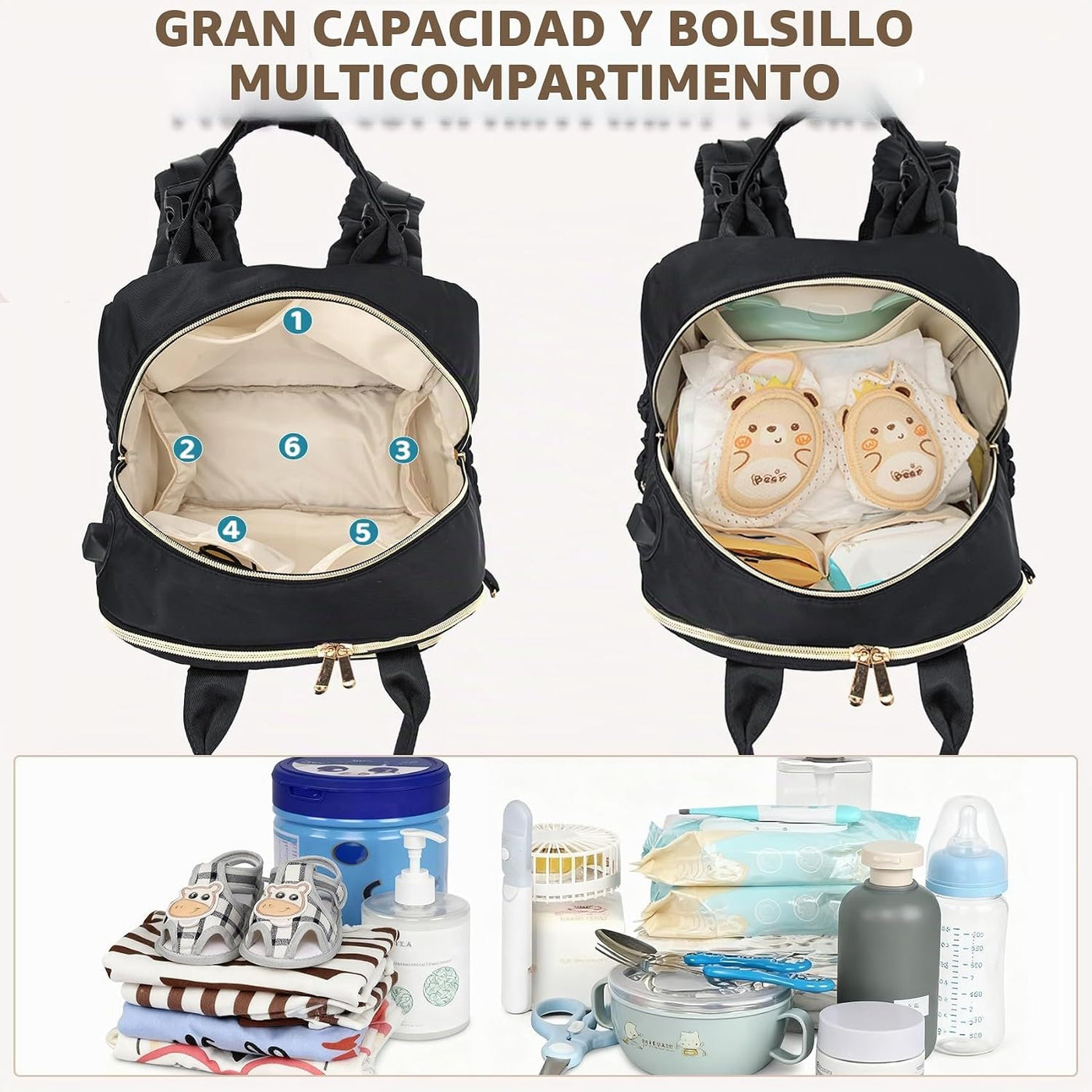 Mochila para pañales CandyHome, elegantes bolsas impermeables para...