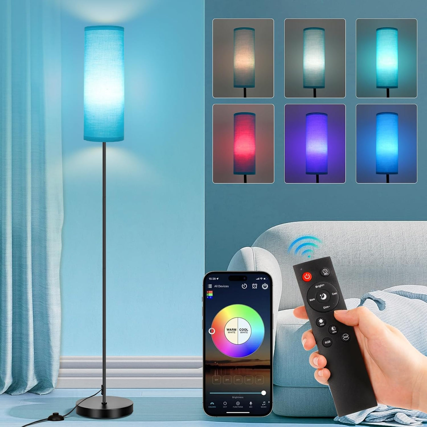 FRIDEKO HOME Lámpara de pie, iluminación ambiental que cambia de co...