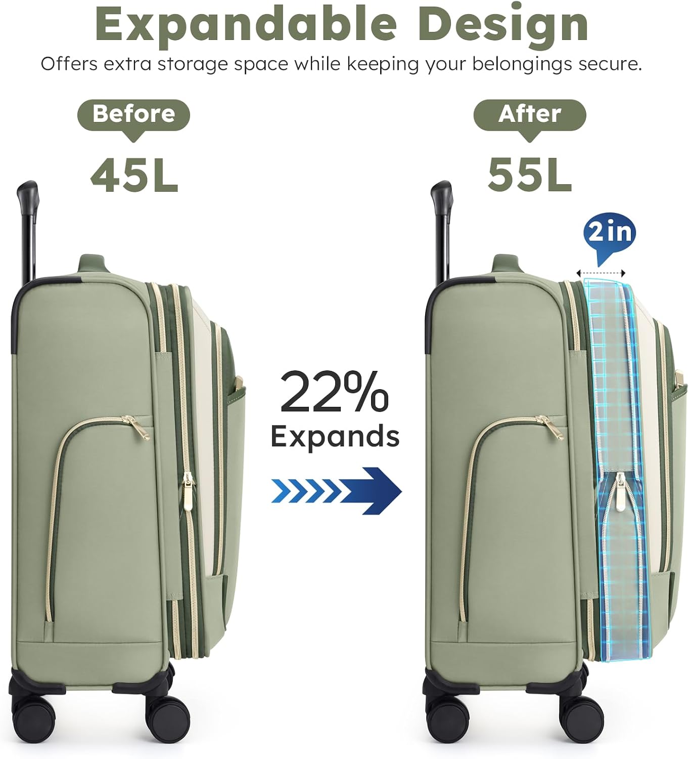Softside - Maleta de mano expandible con apertura superior de 20 pu...