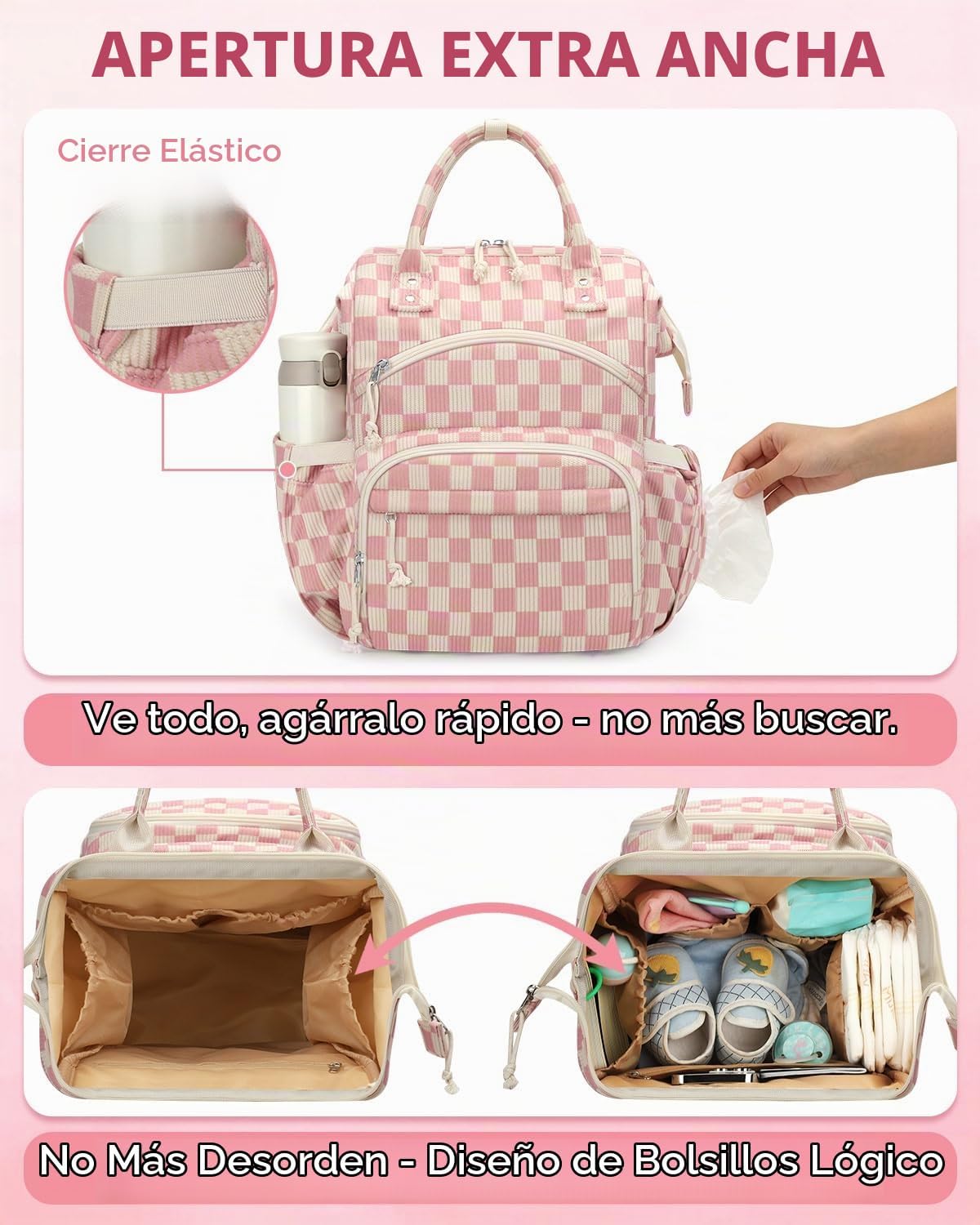 Pritent Mochila para pañales de gran capacidad para mamá, bolsa de...