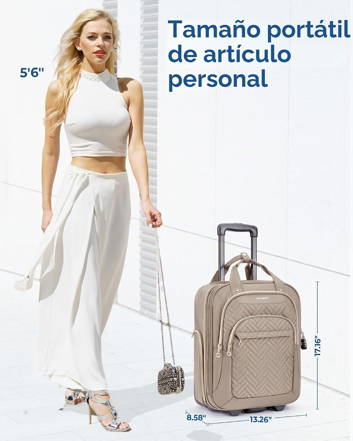 BAGSMART Equipaje de mano debajo del asiento, maleta de lado blando...