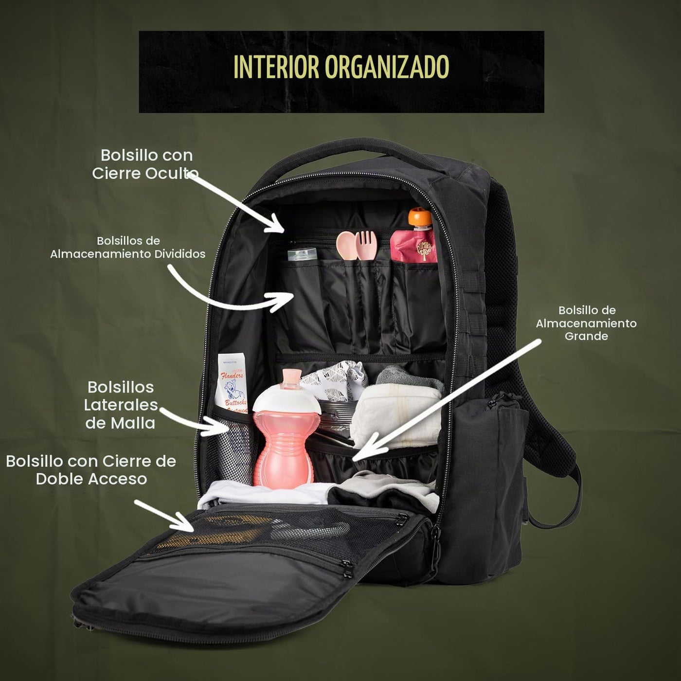 Tactical Baby Gear Daypack Mochila Táctica de Pañales para Papás -...
