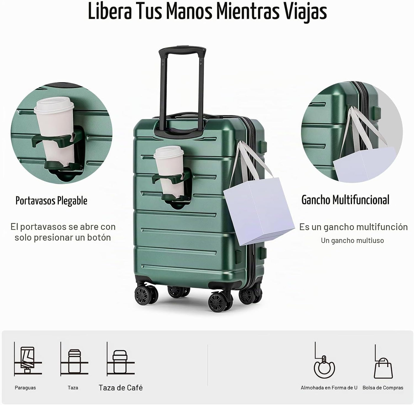 KYME Equipaje de mano de 22 x 14 x 9 aprobado por aerolíneas, malet...