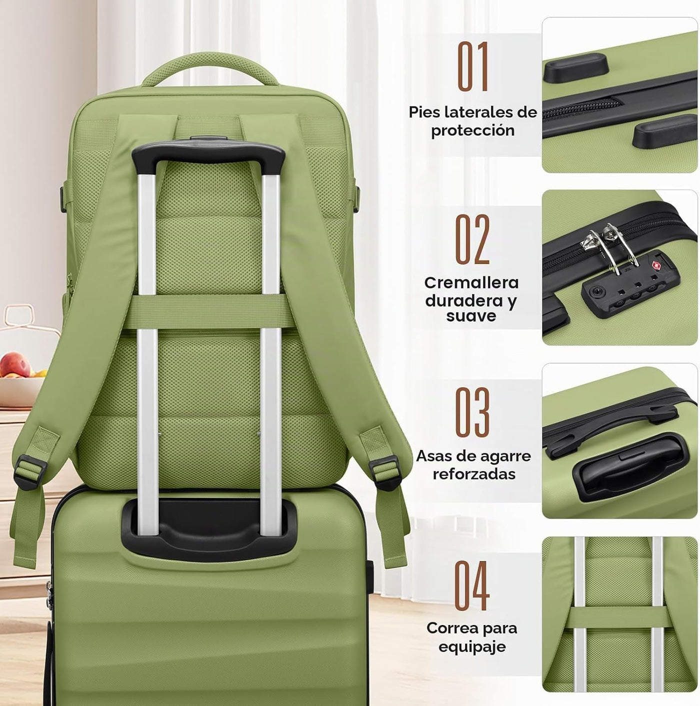 UKEIN Juego de equipaje con mochila, equipaje de mano de policarbon...