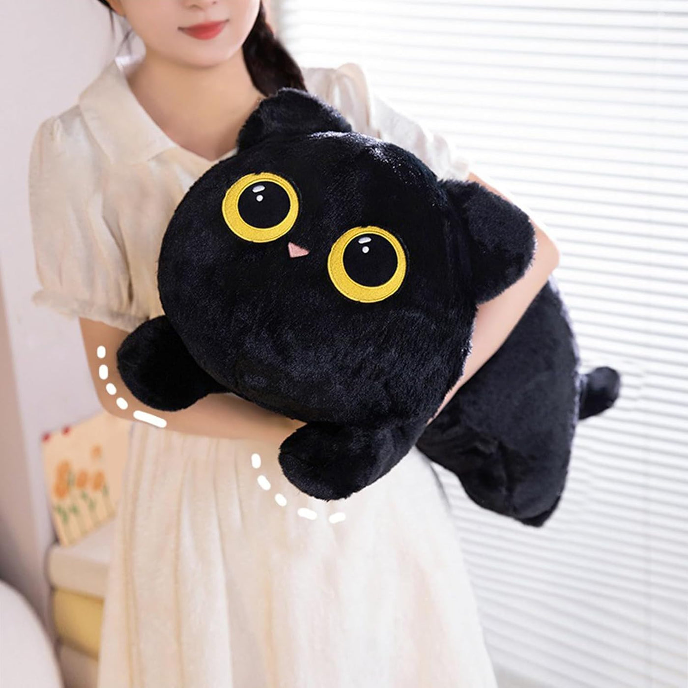 PEACH CAT Almohada de felpa de gato de 27.5 pulgadas de largo, lind...