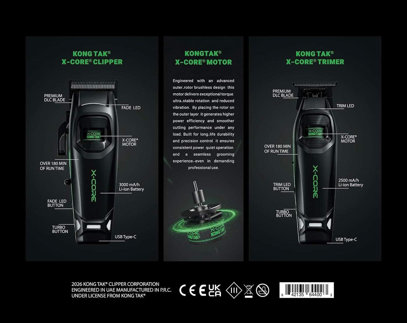 KONG TAK X-CORE - Cortadora de cabello profesional con nuevo motor...