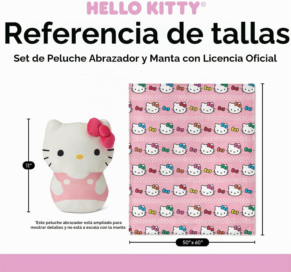 Northwest Hello Kitty Bowtastic Hugger - Juego de almohada y manta...
