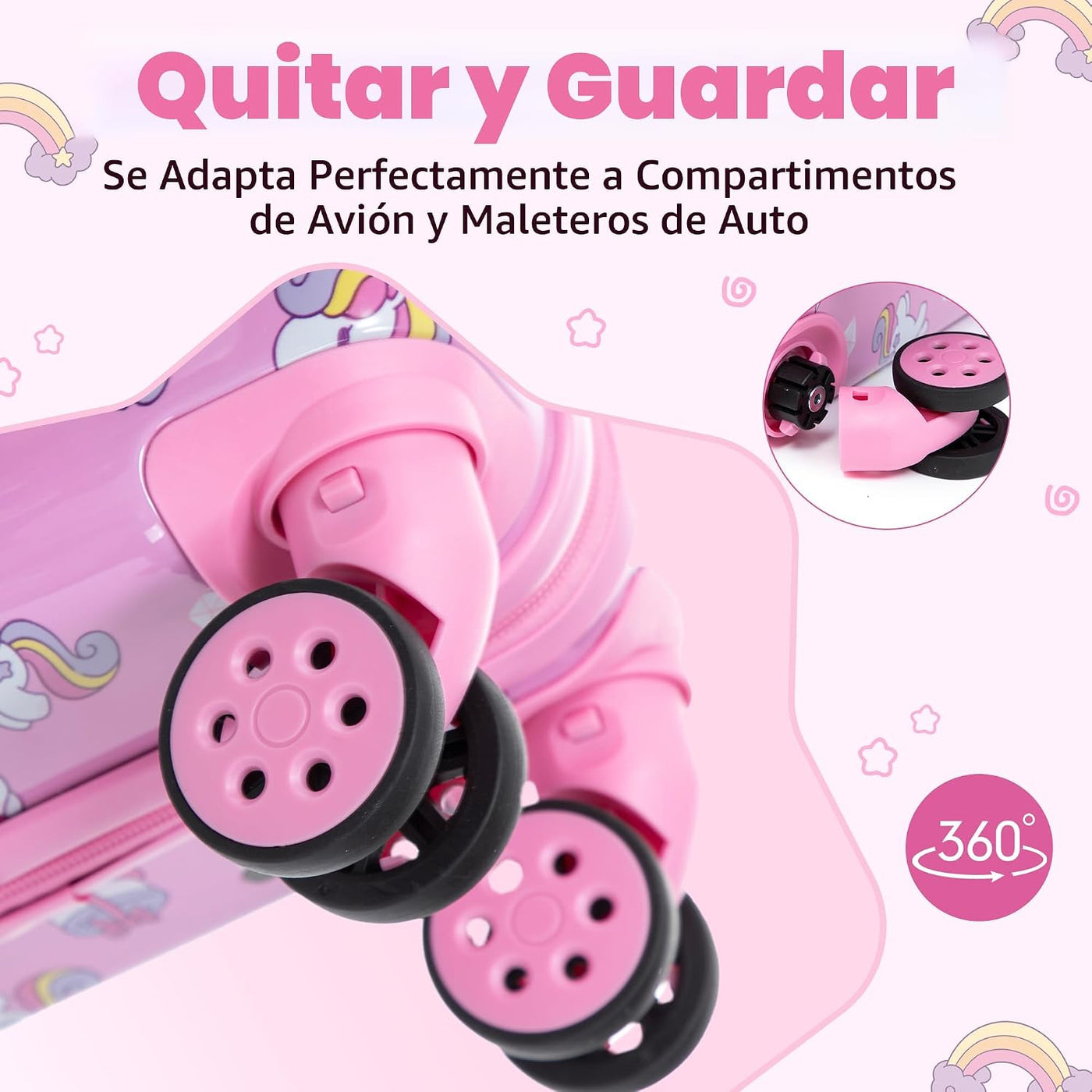 Juego de equipaje para niños de 16 pulgadas con ruedas giratorias,...