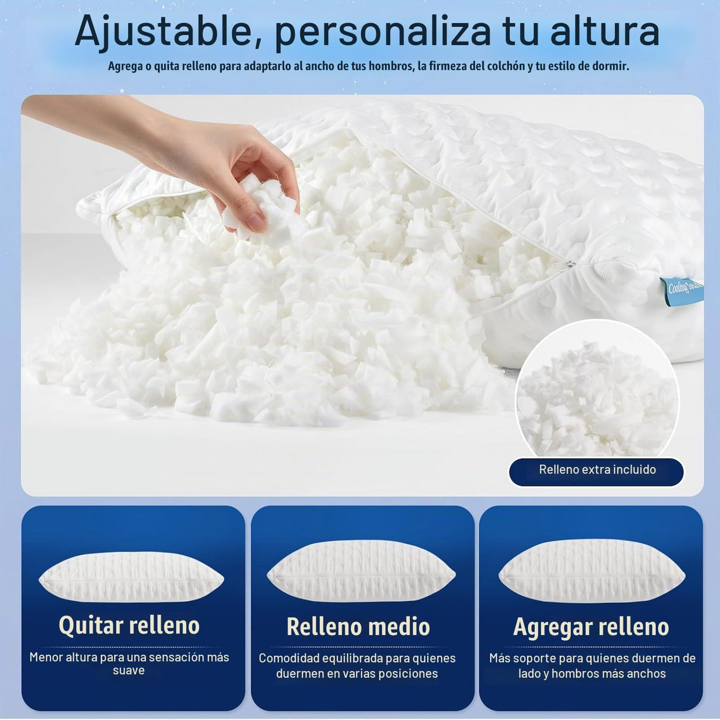 btasleeep Almohadas para dormir de lado para comodidad de cuello y...