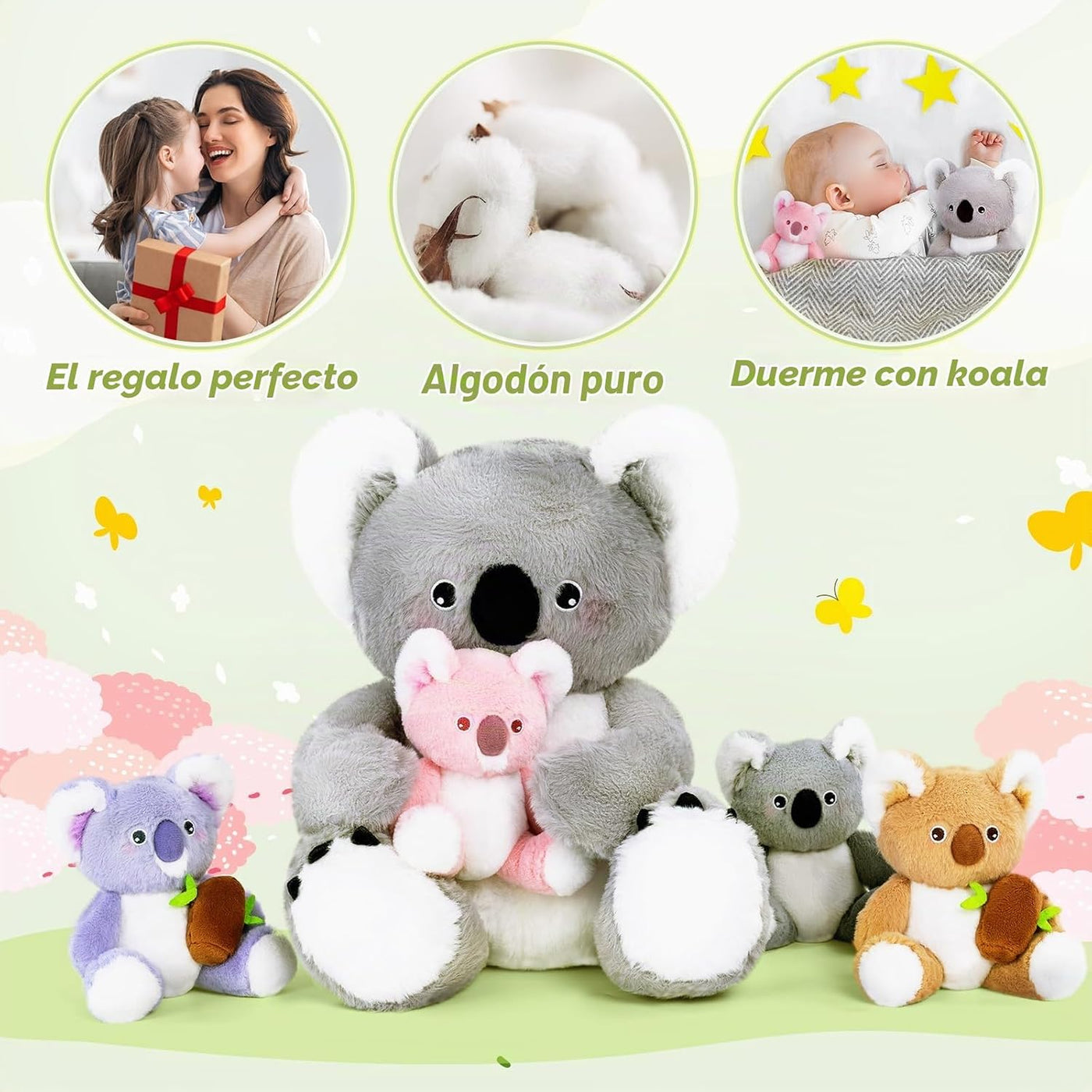 OUOZZZ Koala - Animal de peluche con bebés en el interior, juguete...