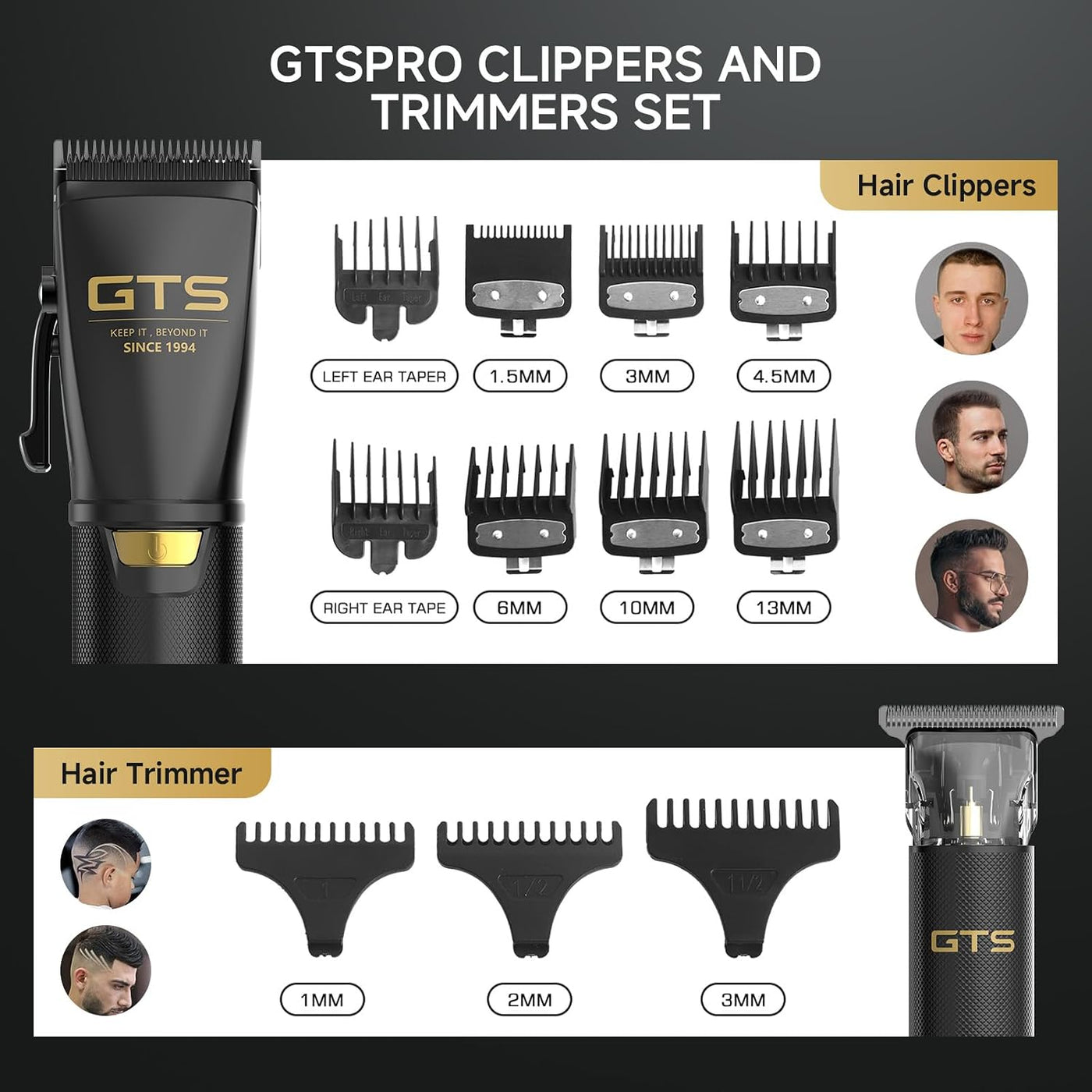 GTS Cortadoras de pelo para hombres profesionales, kits y sets de c...