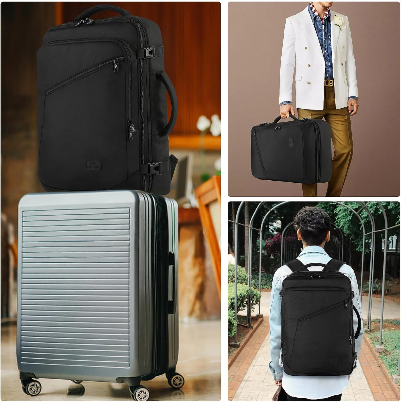 MATEIN Mochila de Mano, Mochila de Viaje Extra Grande Expandible Ap...