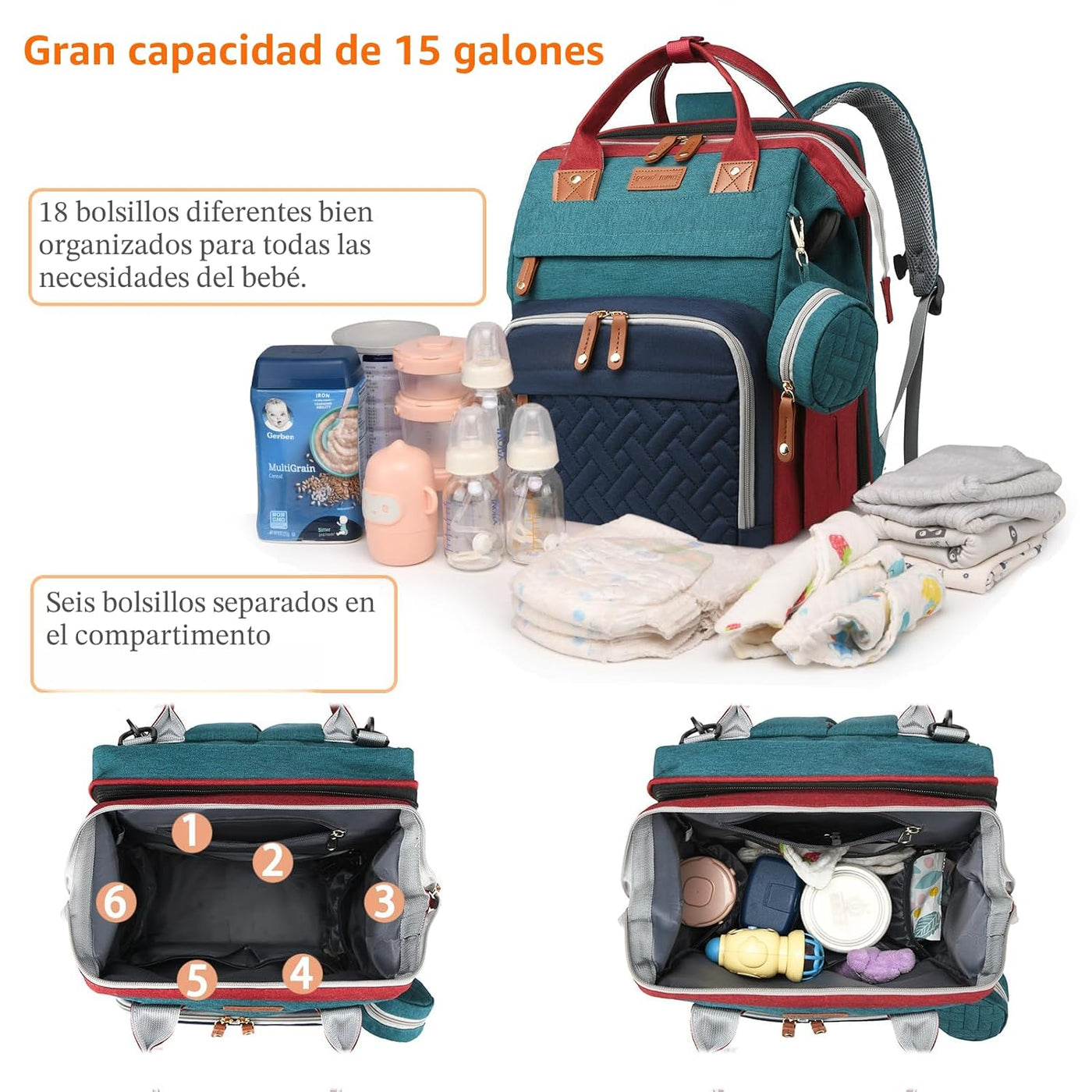 Astro alan - Mochilas para pañales con cambiador, mochila impermeab...