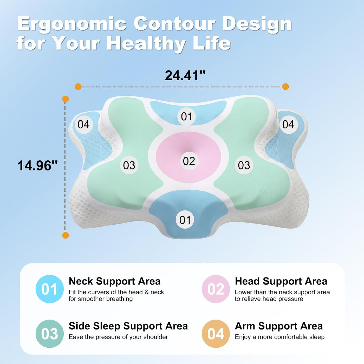 VYLEE Almohada cervical para el cuello, almohada de contorno de esp...