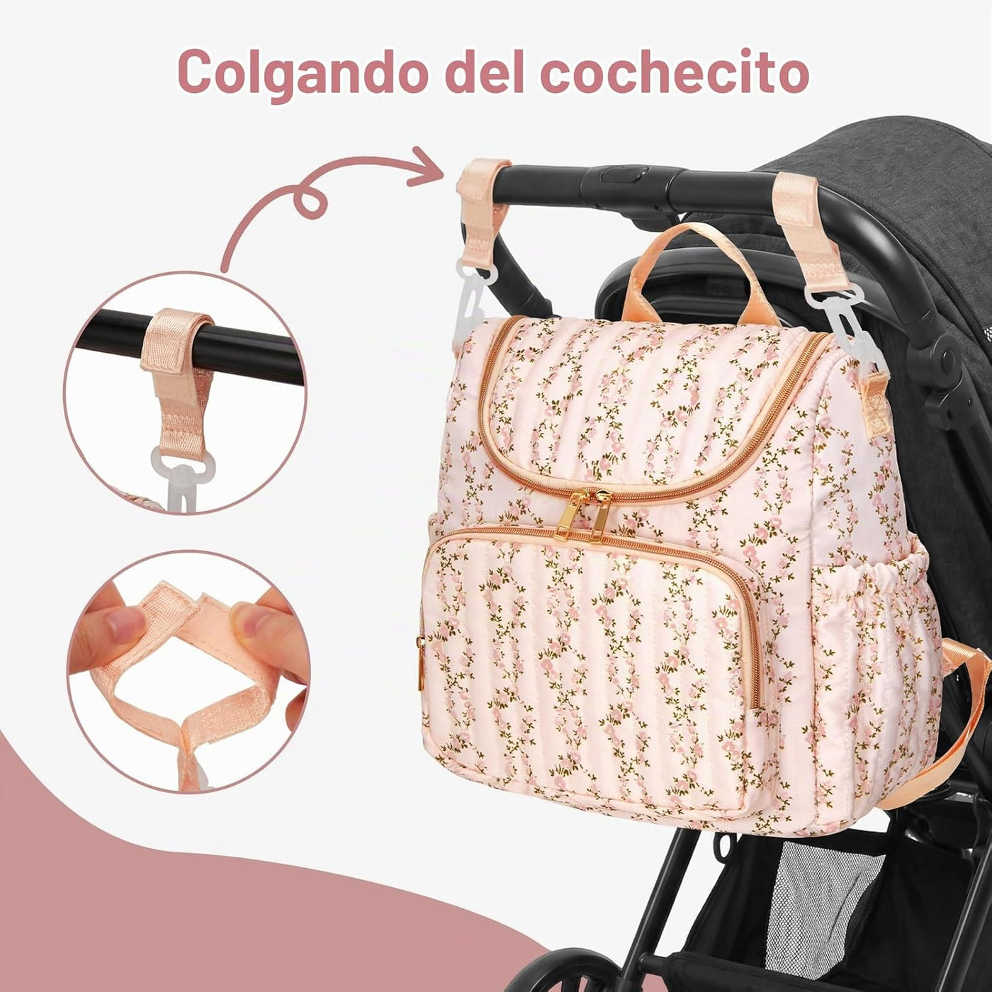 YESFIXS Mochila acolchada para pañales, mochila grande con estampad...