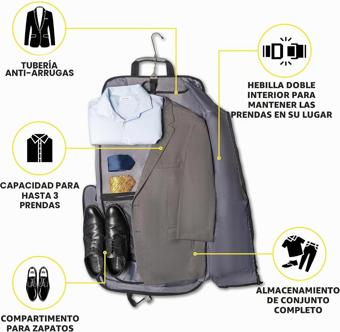 ZEGUR Bolsa de ropa de alta calidad para llevar - Cuelga 4 trajes -...