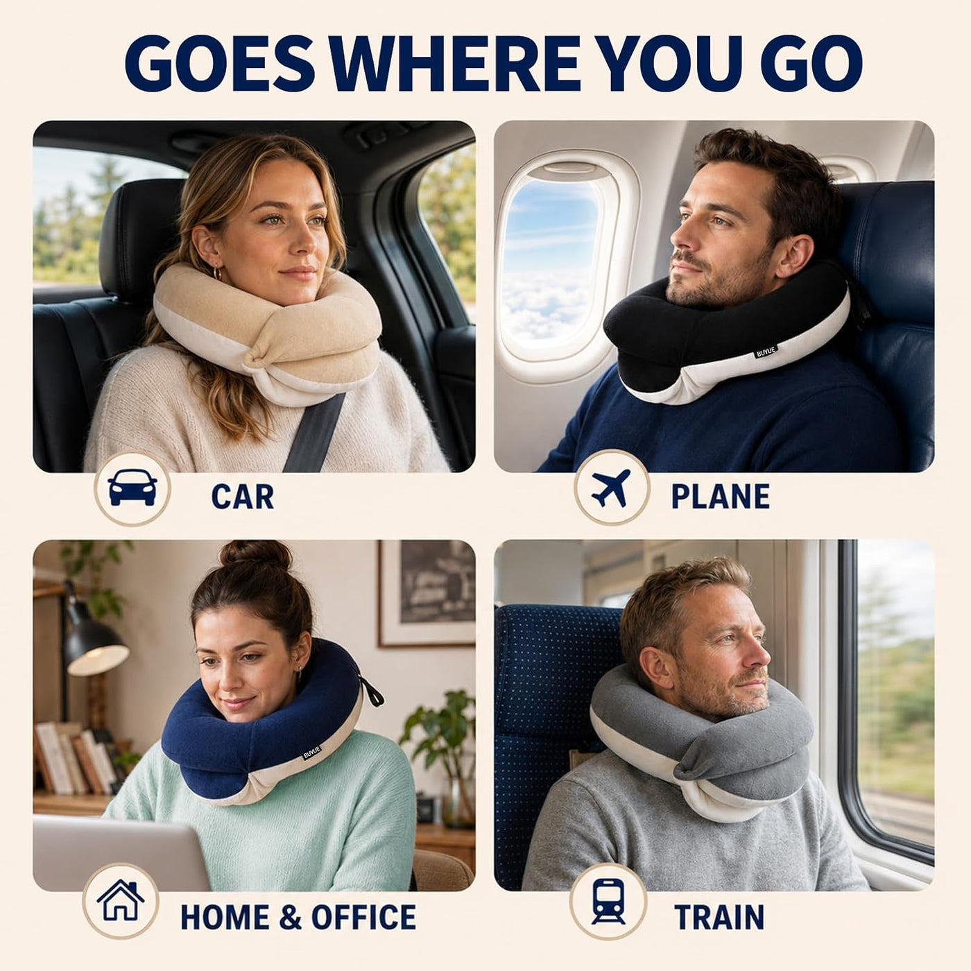 Almohadas de viaje para el cuello BUYUE para aviones, soporte de ca...